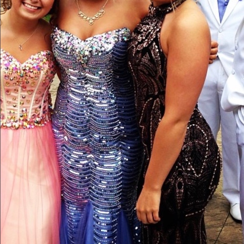 Black and gold prom dress
